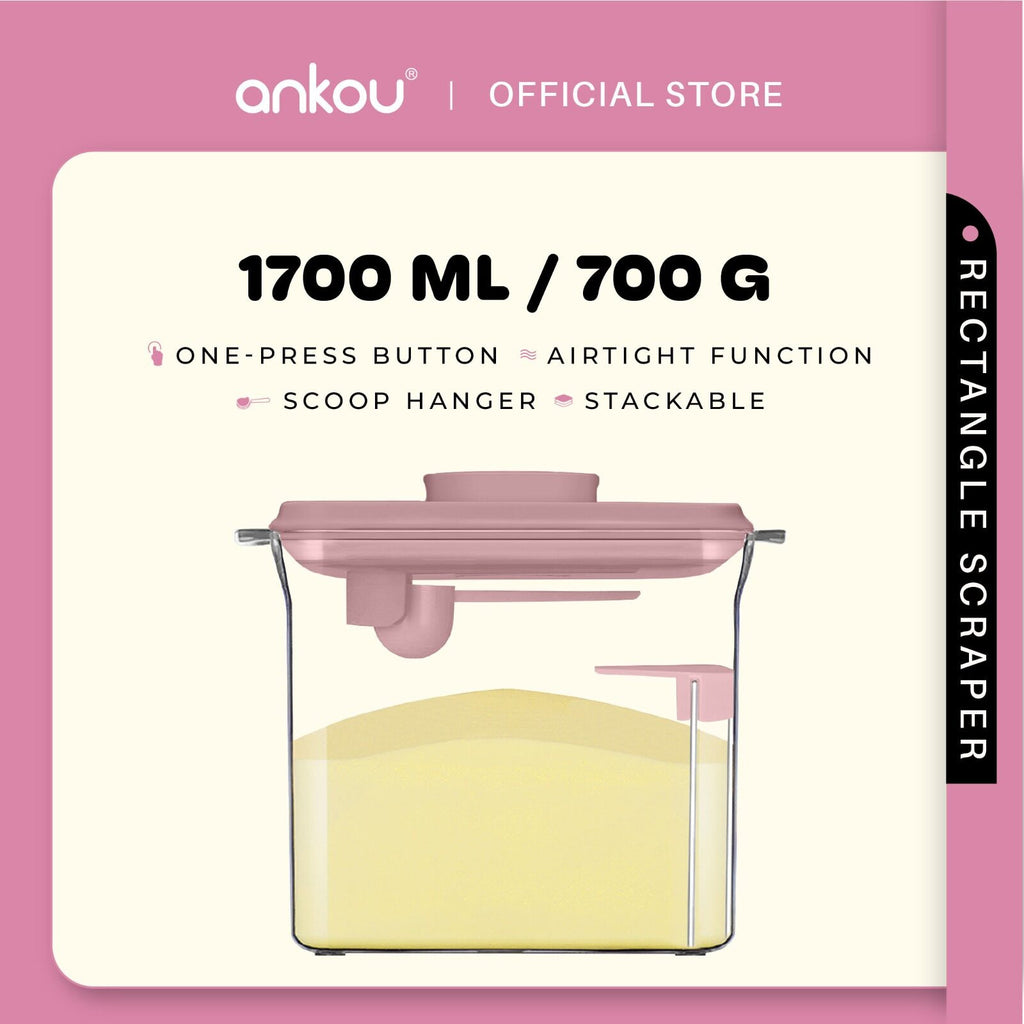ANKOU Airtight Milk Powder Container With Scraper - Rectangle Scraper (1700ml)