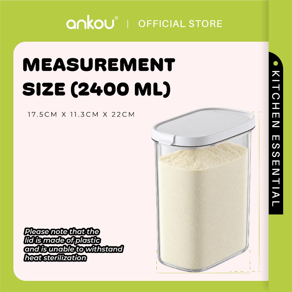 ANKOU Oval Milk Powder Container with Magnetic Scoop - 2400ml