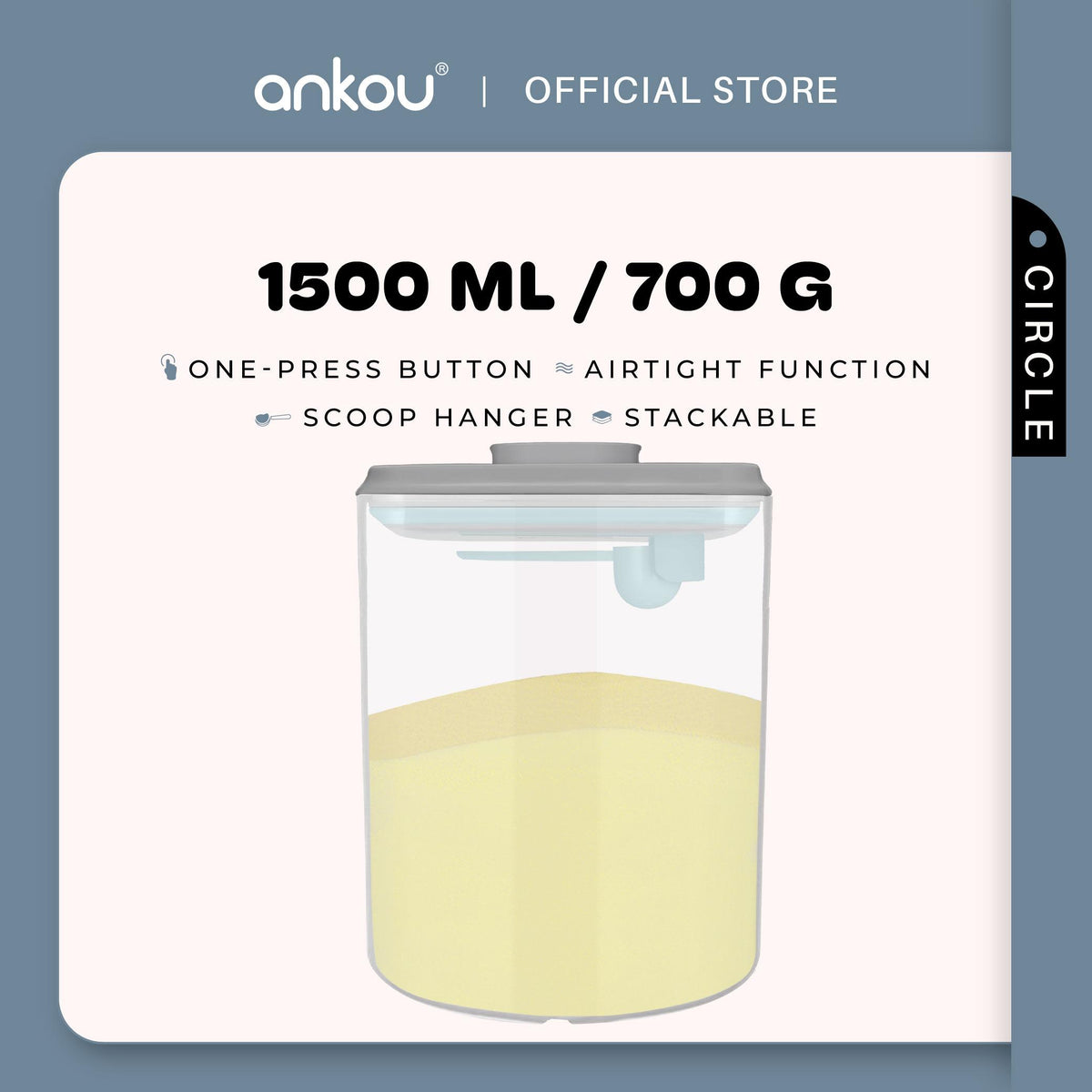 ANKOU Airtight Milk Powder Container - Circle (1500ml)