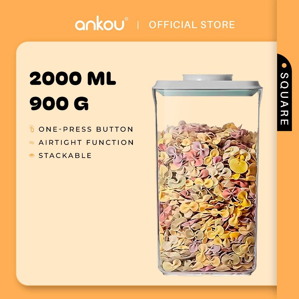 ANKOU Bekas Makanan & Snek Bayi Kedap Udara Segi Empat (2000ml) - Square Multi-Purpose Airtight