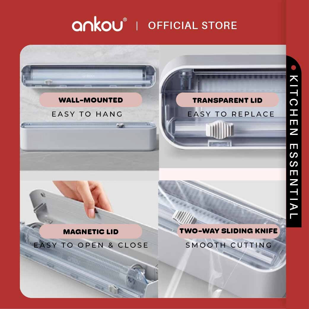 ANKOU Plastic Wrap Dispenser with 50mm Cling Film Roll