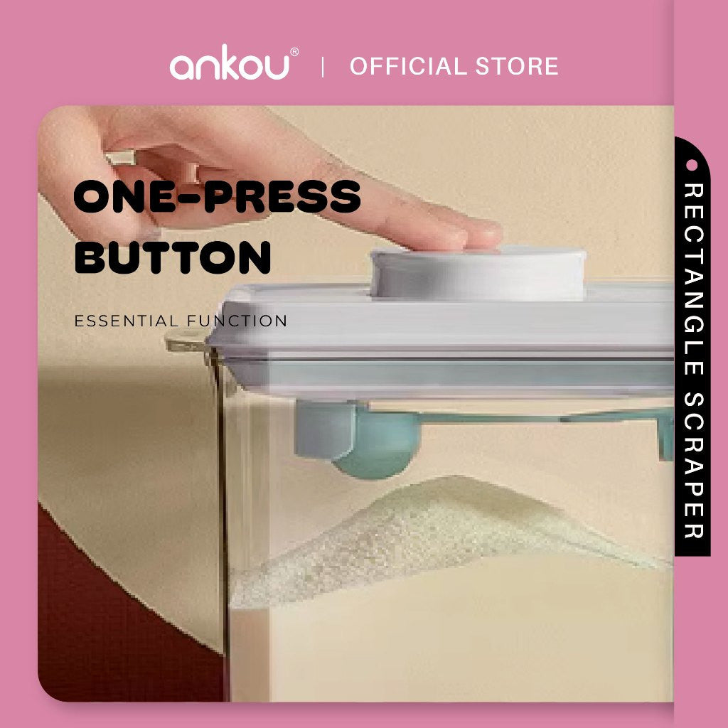 ANKOU Bekas Susu Kedap Udara Segi Empat & Pengikis (1000ml) - Rectangle Scraper Airtight Milk Powder Container