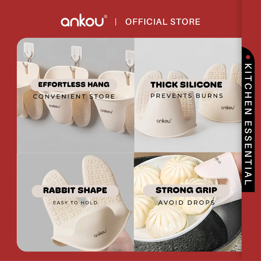 ANKOU Silicone Heat Guard Oven Mitten (Pair)