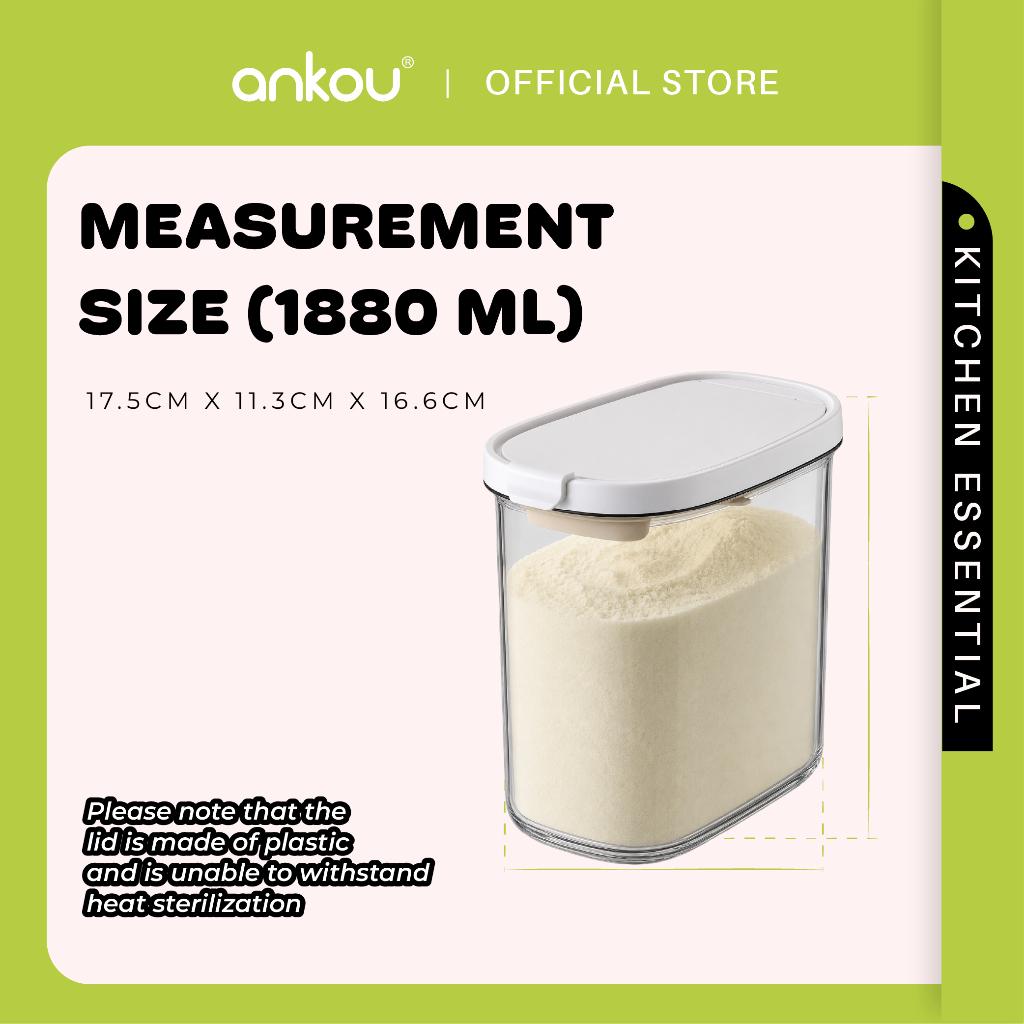 ANKOU Oval Milk Powder Container with Magnetic Scoop - 1800ml