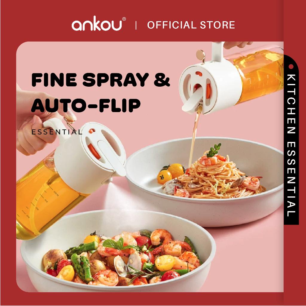 ANKOU 2-in-1 Glass Oil Dispenser & Oil Sprayer Bottle - 550ml