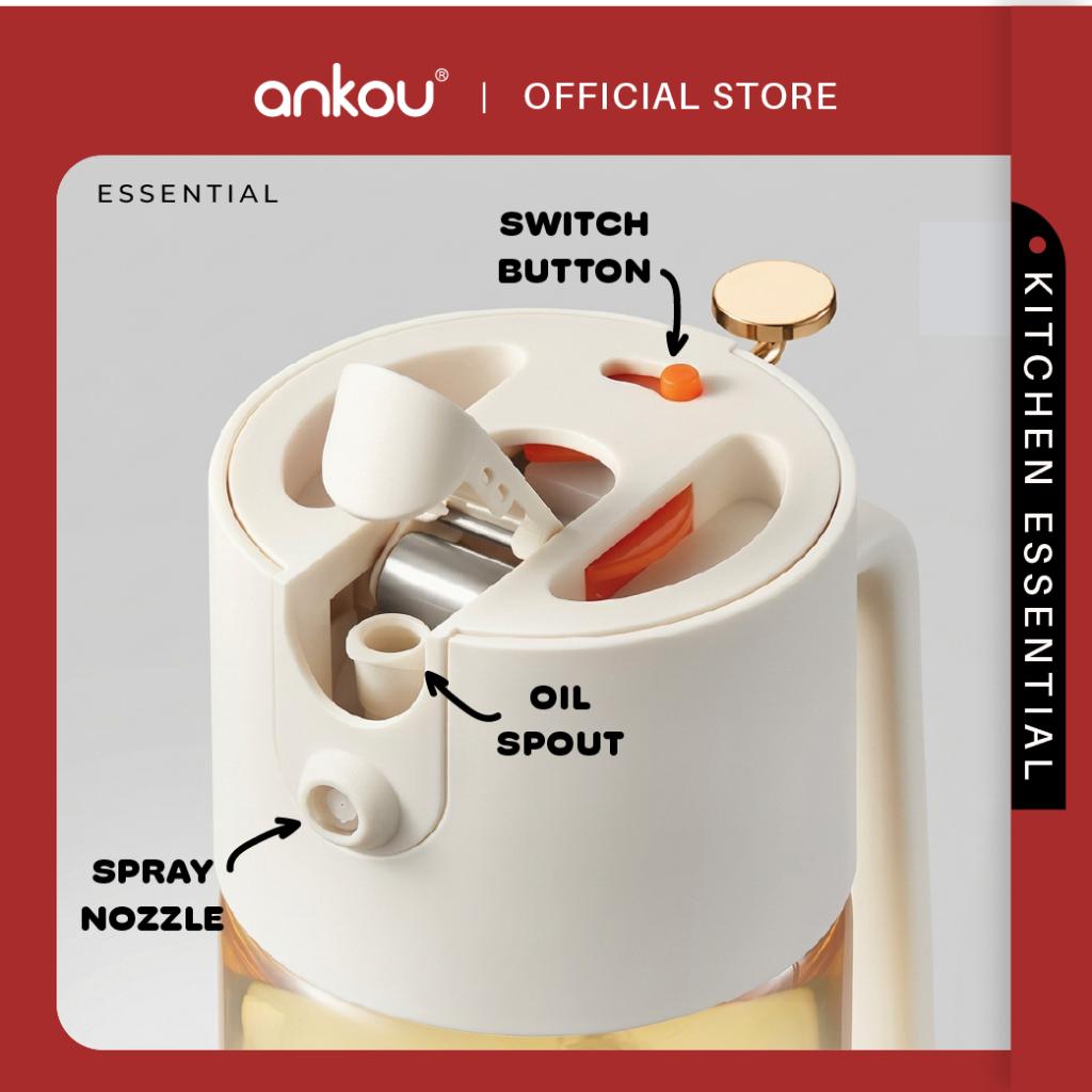 ANKOU 2-in-1 Glass Oil Dispenser & Oil Sprayer Bottle - 550ml