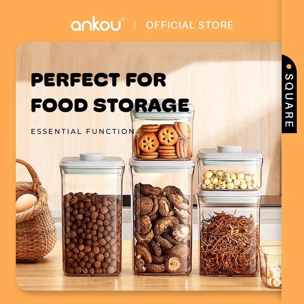 ANKOU Bekas Makanan & Snek Bayi Kedap Udara Segi Empat (2000ml) - Square Multi-Purpose Airtight