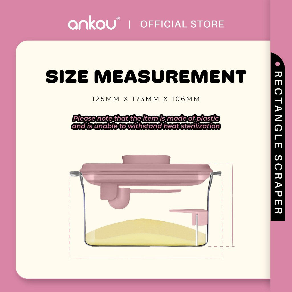 ANKOU Bekas Susu Kedap Udara Segi Empat & Pengikis (1000ml) - Rectangle Scraper Airtight Milk Powder Container