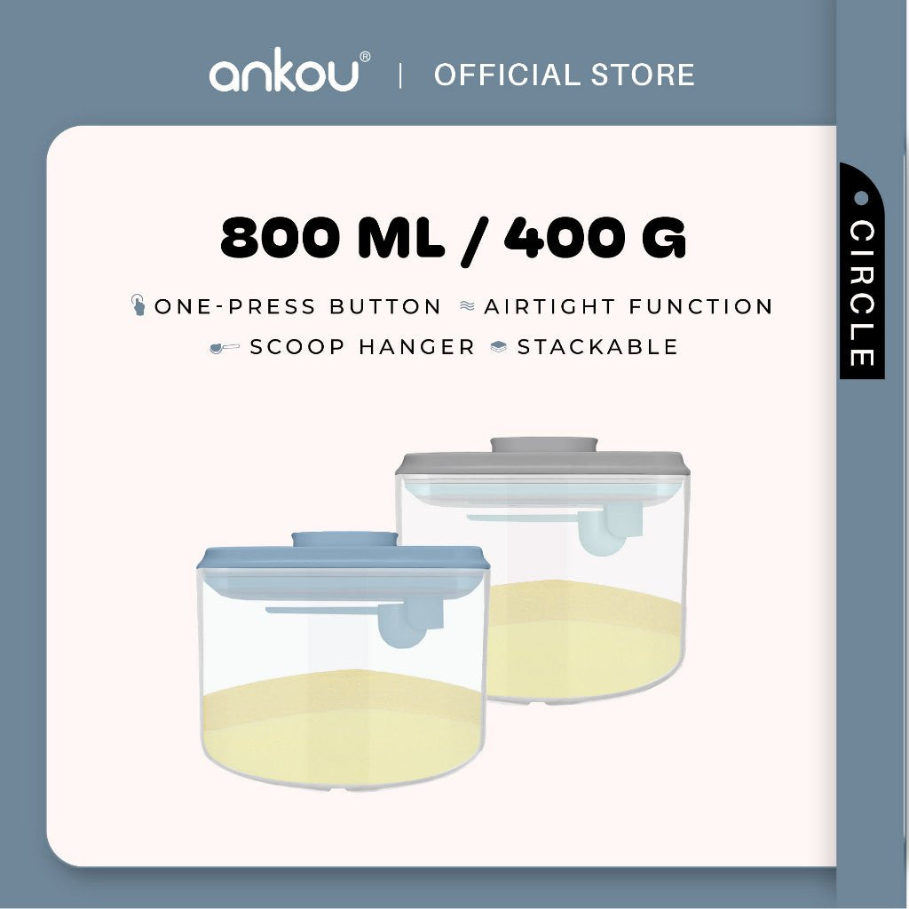 ANKOU Bekas Susu Kedap Udara Bulat (800ml) - Circle Airtight Milk Powder Food Container