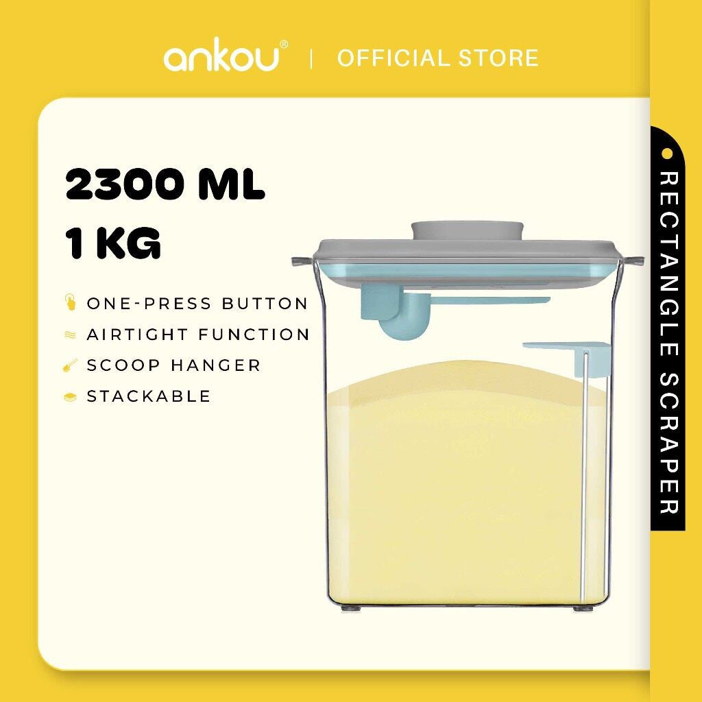 ANKOU Airtight Milk Powder Container With Scraper - Rectangle Scraper (2300ml)