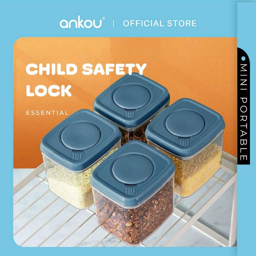 ANKOU Bekas Mini Susu & Snek Bayi Kedap Udara (320ml Segi Empat & Kunci Keselamatan, 250ml Bulat) - Mini Airtight