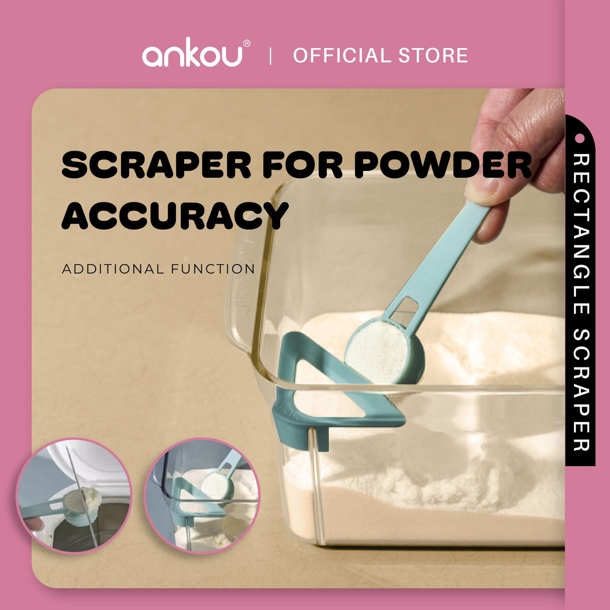 ANKOU Airtight Milk Powder Container With Scraper - Rectangle Scraper (1700ml)