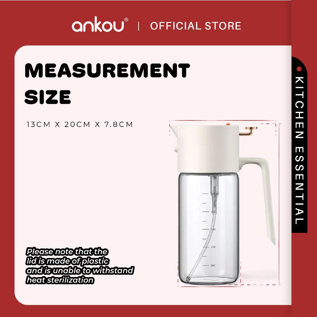 ANKOU 2-in-1 Glass Oil Dispenser & Oil Sprayer Bottle - 550ml