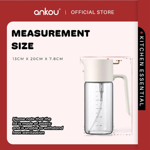 ANKOU 2-in-1 Glass Oil Dispenser & Oil Sprayer Bottle - 550ml