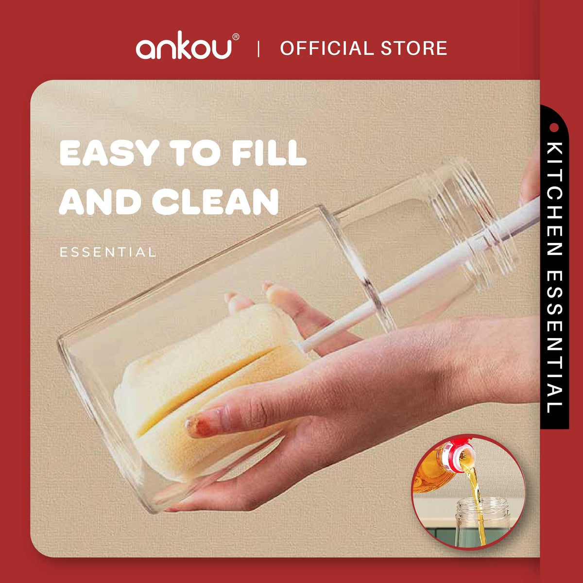 ANKOU Auto-Flip Cover Oil Dispenser (500ml)