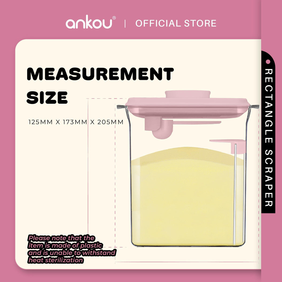 ANKOU Airtight Milk Powder Container With Scraper - Rectangle Scraper (2300ml)
