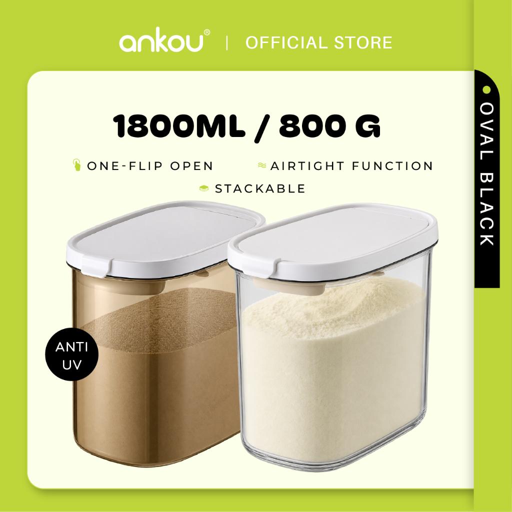 ANKOU Oval Milk Powder Container with Magnetic Scoop - 1800ml