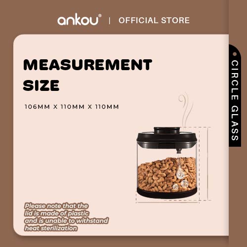 ANKOU Airtight One-Way Airflow Glass Container - Circle Glass (600ml)