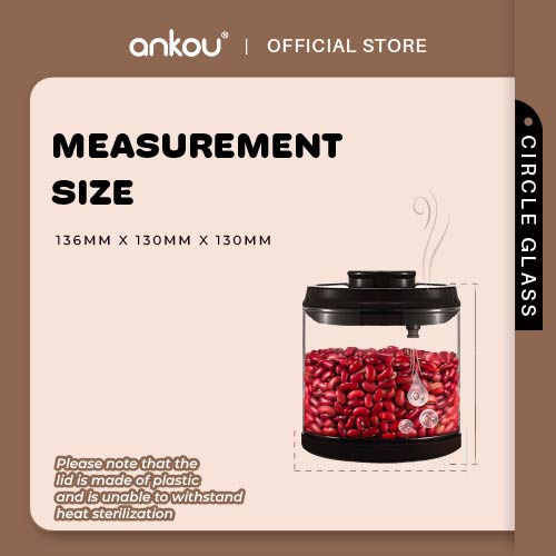 ANKOU Airtight One-Way Airflow Glass Container - Circle Glass (1200ml)