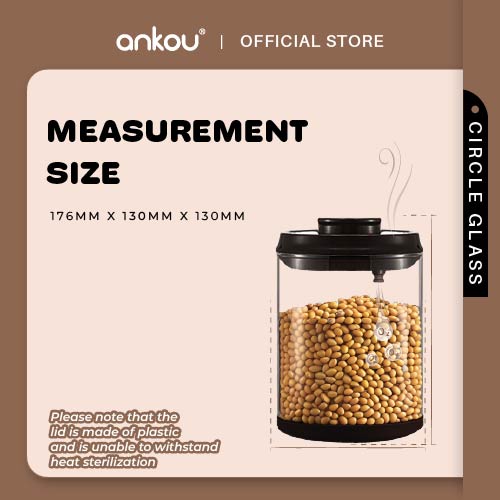 ANKOU Airtight One-Way Airflow Glass Container - Circle Glass (1700ml)