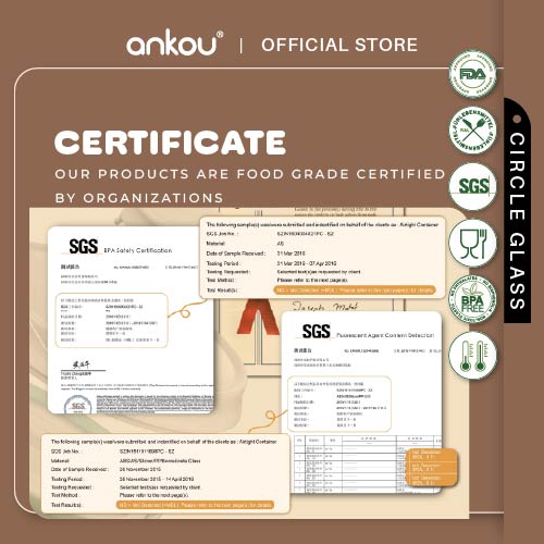 ANKOU Airtight One-Way Airflow Glass Container - Circle Glass (1700ml)