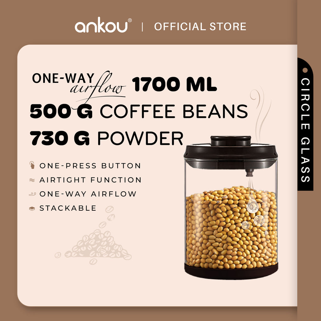 ANKOU Airtight One-Way Airflow Glass Container - Circle Glass (1700ml)