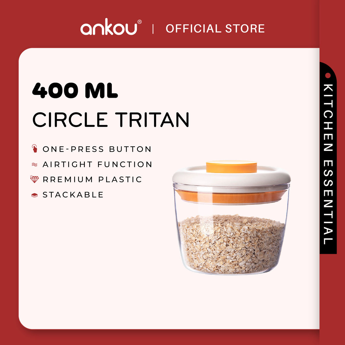 ANKOU Tritan Multi-Purpose Airtight Food Container (400ml)