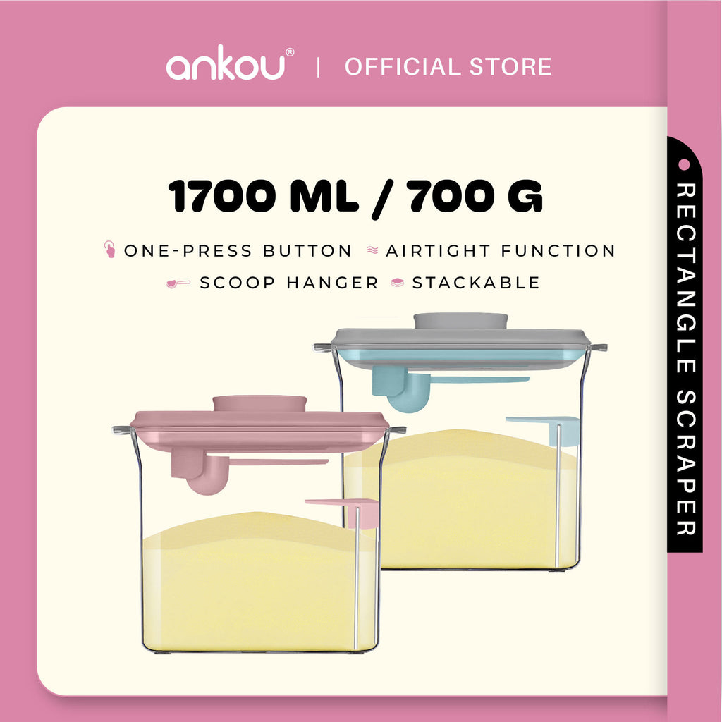 ANKOU Airtight Milk Powder Container With Scraper - Rectangle Scraper (1700ml)