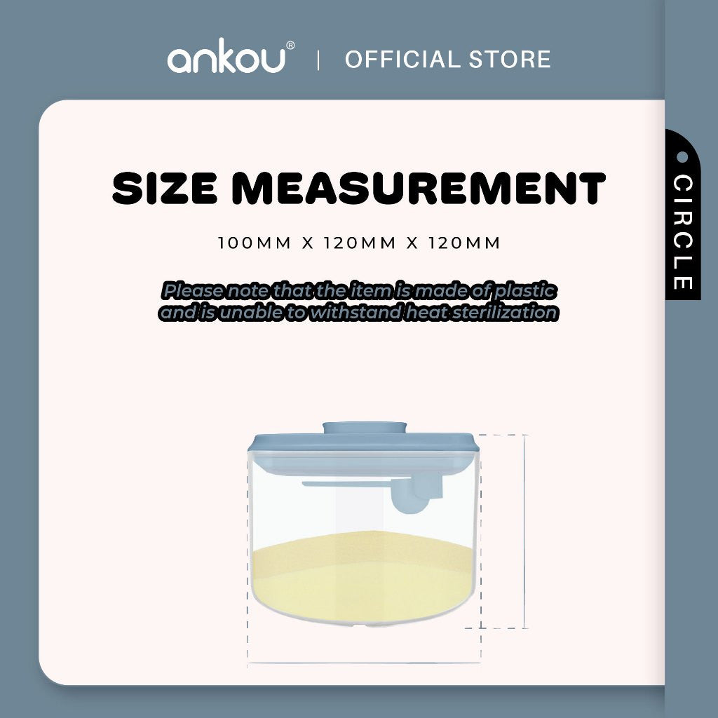 ANKOU Bekas Susu Kedap Udara Bulat (800ml) - Circle Airtight Milk Powder Food Container