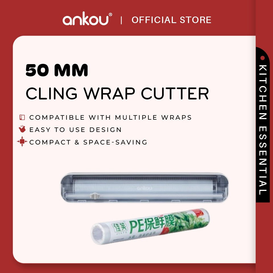 ANKOU Plastic Wrap Dispenser with 50mm Cling Film Roll