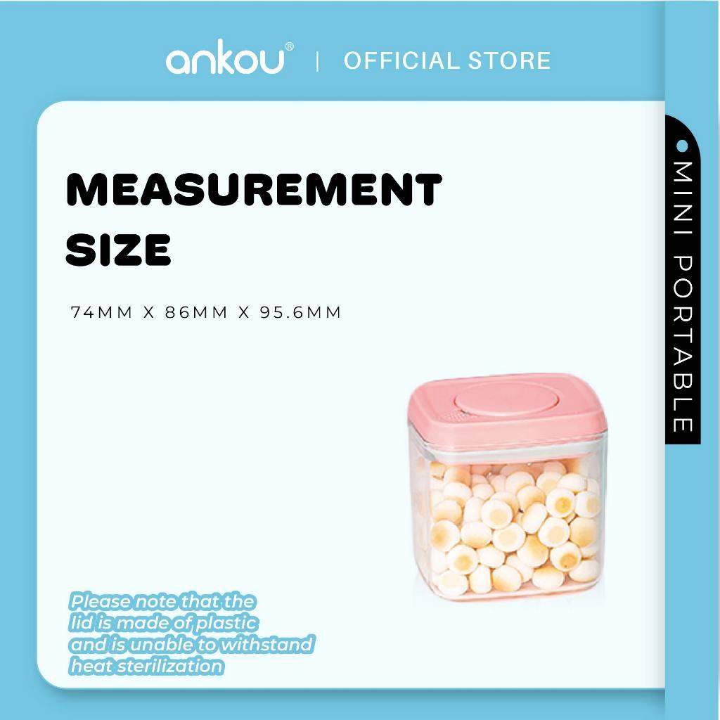 ANKOU Bekas Mini Susu & Snek Bayi Kedap Udara (320ml Segi Empat & Kunci Keselamatan, 250ml Bulat) - Mini Airtight