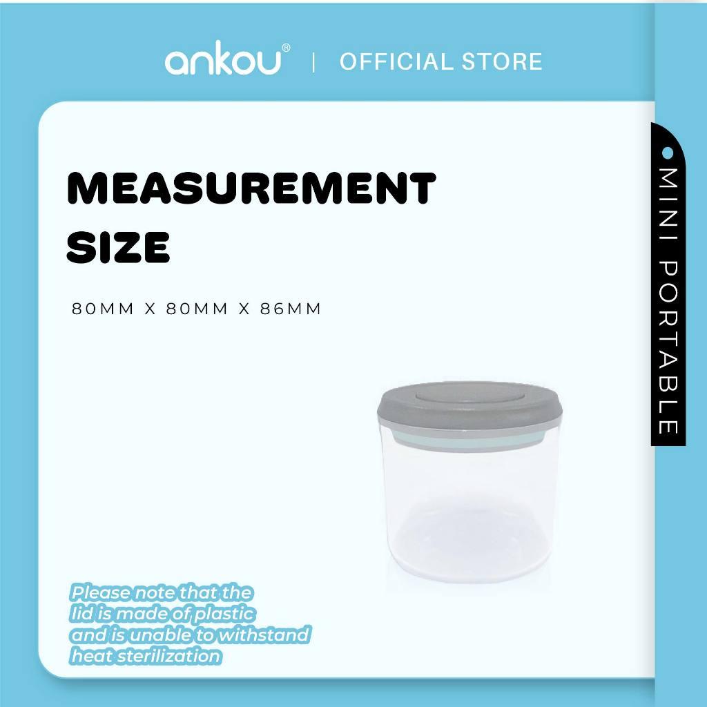 ANKOU Bekas Mini Susu & Snek Bayi Kedap Udara (320ml Segi Empat & Kunci Keselamatan, 250ml Bulat) - Mini Airtight