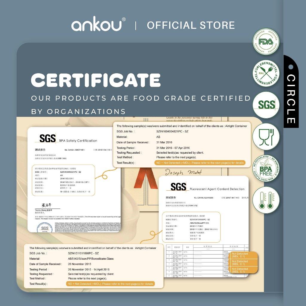 ANKOU Bekas Susu Kedap Udara Bulat (2000ml) - Circle Airtight Milk Powder Food Container