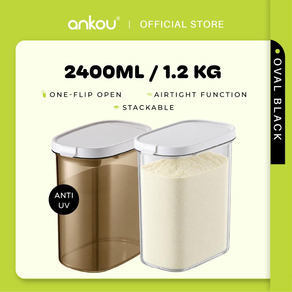 ANKOU Oval Milk Powder Container with Magnetic Scoop - 2400ml