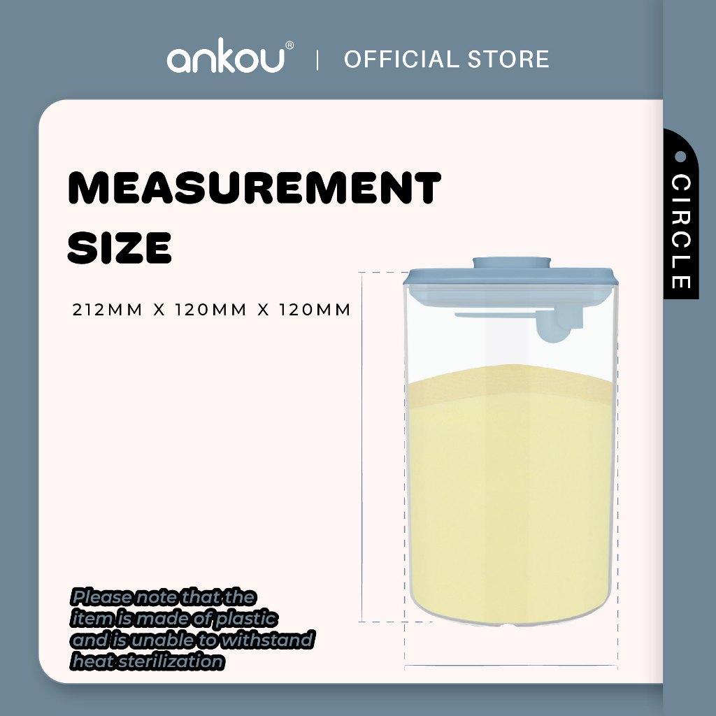 ANKOU Bekas Susu Kedap Udara Bulat (2000ml) - Circle Airtight Milk Powder Food Container