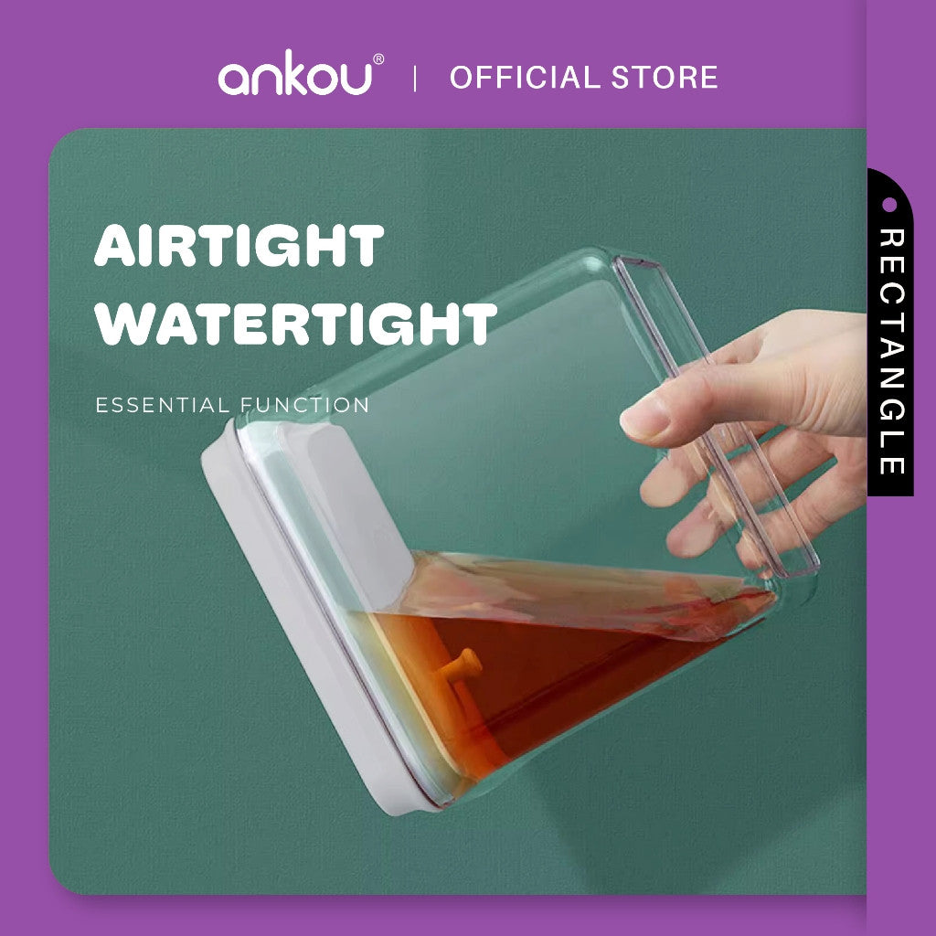 ANKOU Bekas Susu Kedap Udara Segi Empat/Bekas Makanan Ringan Bayi (1700ml) - Rectangle Airtight Milk Powder Container