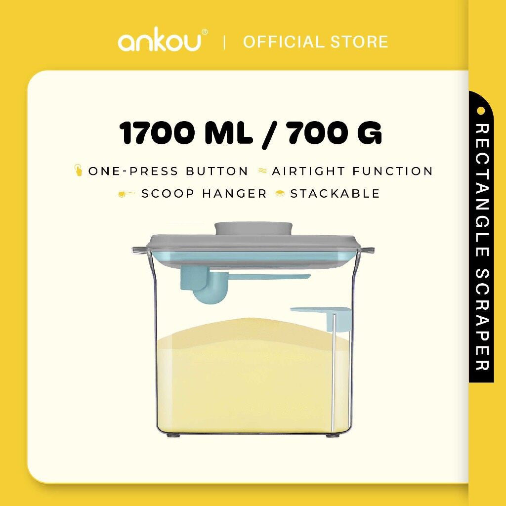 ANKOU Airtight Milk Powder Container With Scraper - Rectangle Scraper (1700ml)