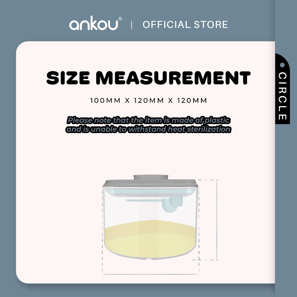 ANKOU Bekas Susu Kedap Udara Bulat (800ml) - Circle Airtight Milk Powder Food Container