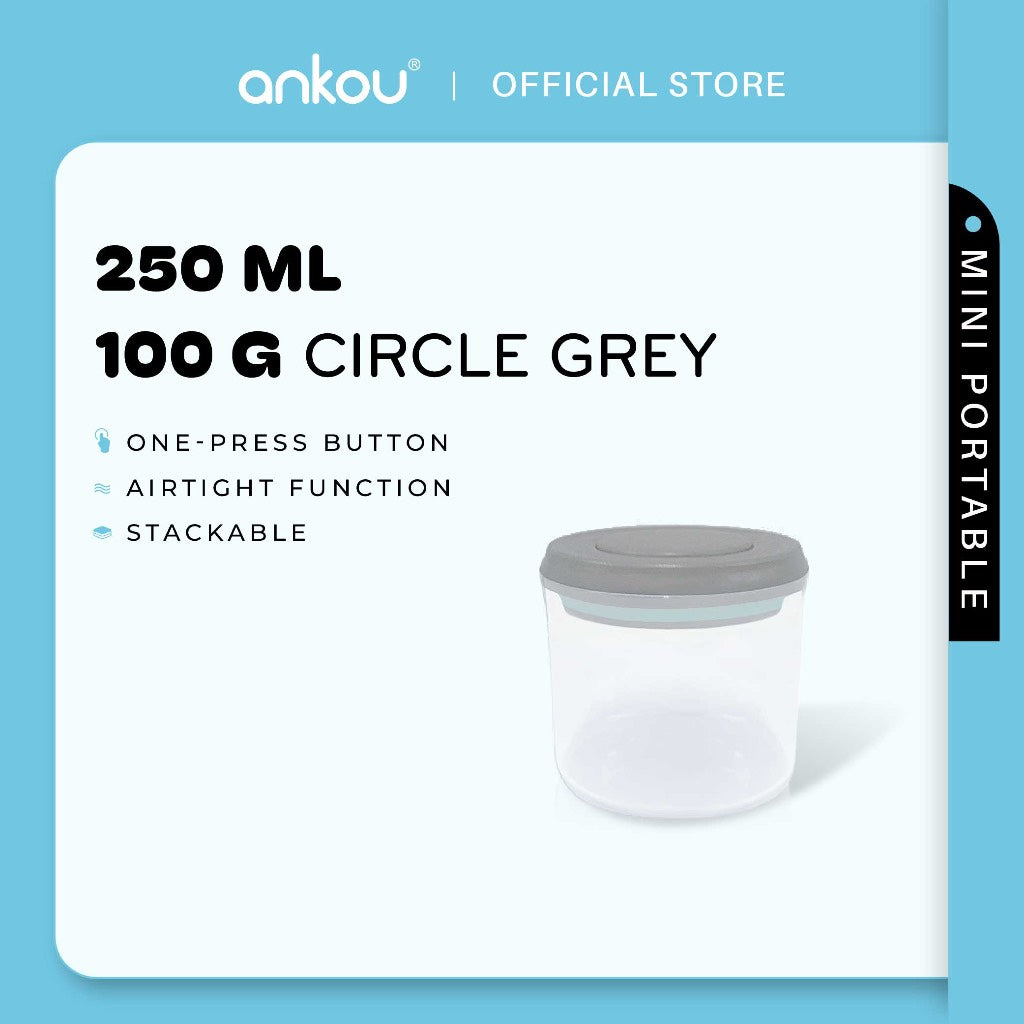 ANKOU Bekas Mini Susu & Snek Bayi Kedap Udara (320ml Segi Empat & Kunci Keselamatan, 250ml Bulat) - Mini Airtight