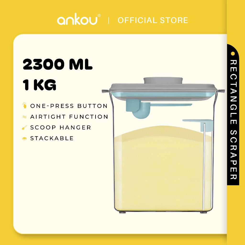 ANKOU Airtight Milk Powder Container With Scraper - Rectangle Scraper (2300ml)