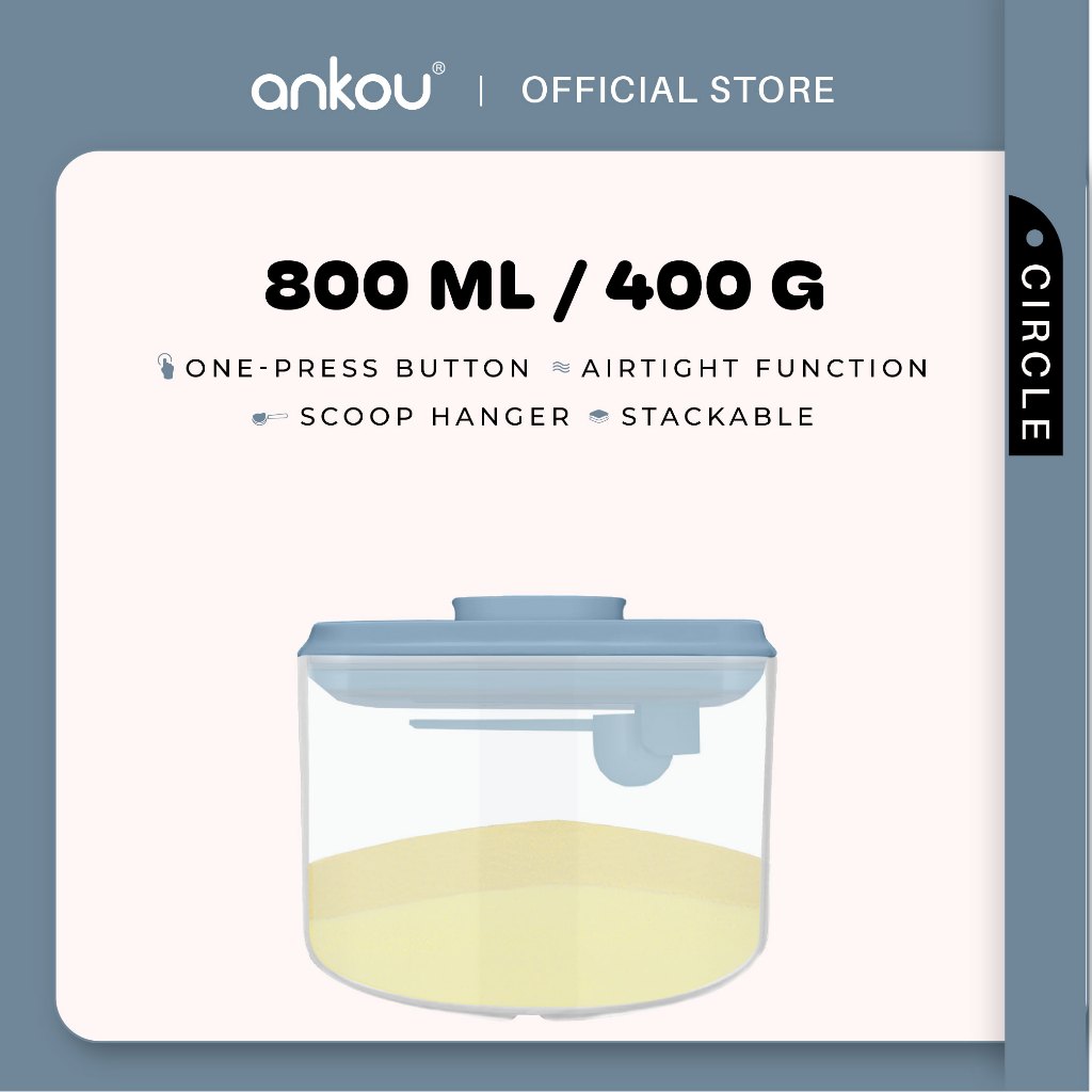 ANKOU Bekas Susu Kedap Udara Bulat (800ml) - Circle Airtight Milk Powder Food Container