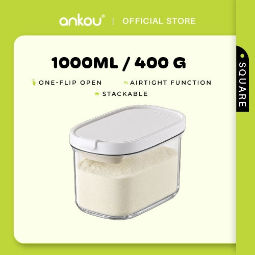 ANKOU Oval Milk Powder Container with Magnetic Scoop - 1000ml