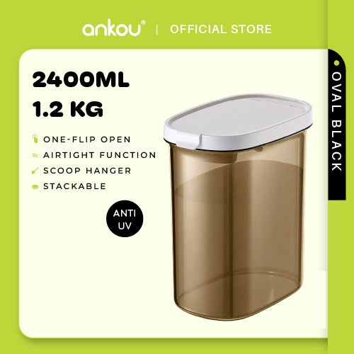 ANKOU Oval Milk Powder Container with Magnetic Scoop - 2400ml