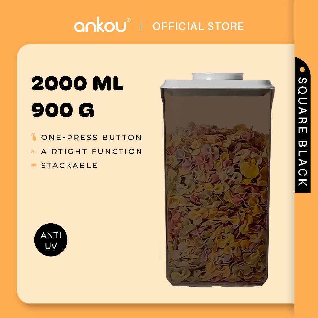 ANKOU Bekas Makanan & Snek Bayi Kedap Udara Segi Empat (2000ml) - Square Multi-Purpose Airtight