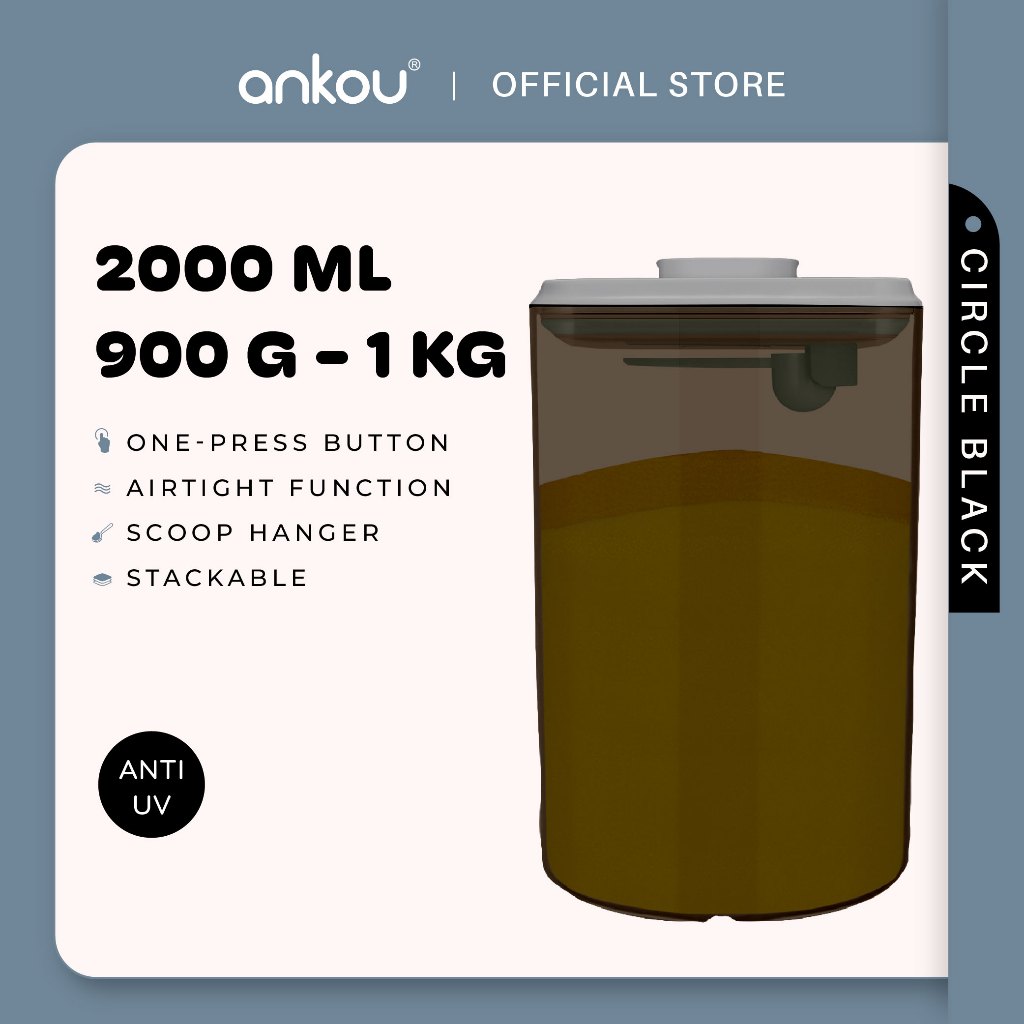ANKOU Bekas Susu Kedap Udara Bulat (2000ml) - Circle Airtight Milk Powder Food Container
