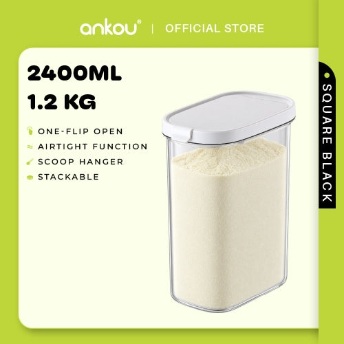 ANKOU Oval Milk Powder Container with Magnetic Scoop - 2400ml