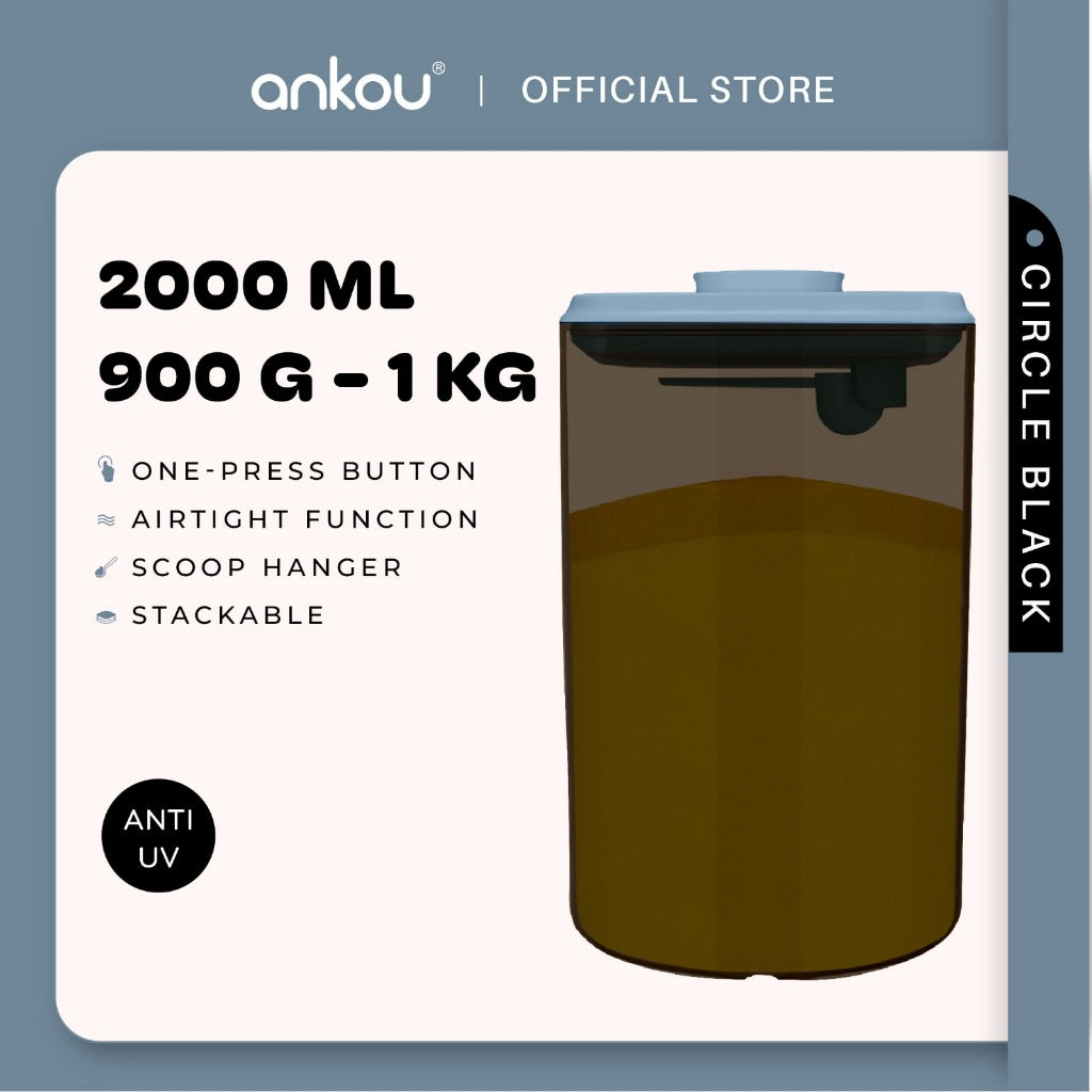 ANKOU Bekas Susu Kedap Udara Bulat (2000ml) - Circle Airtight Milk Powder Food Container