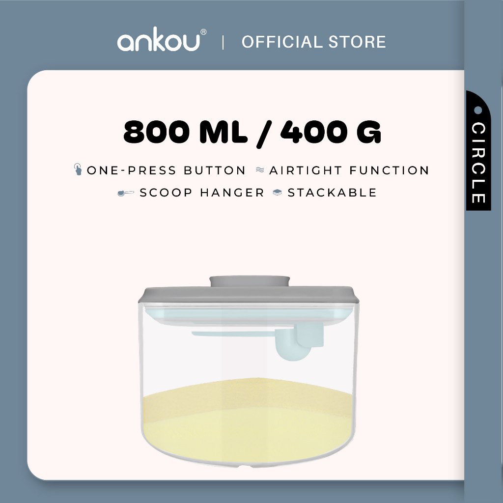 ANKOU Bekas Susu Kedap Udara Bulat (800ml) - Circle Airtight Milk Powder Food Container