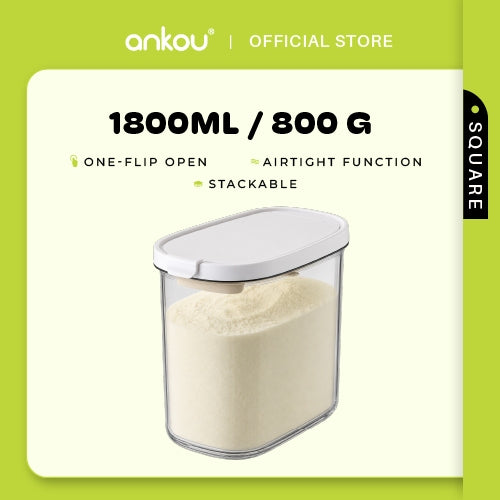 ANKOU Oval Milk Powder Container with Magnetic Scoop - 1800ml