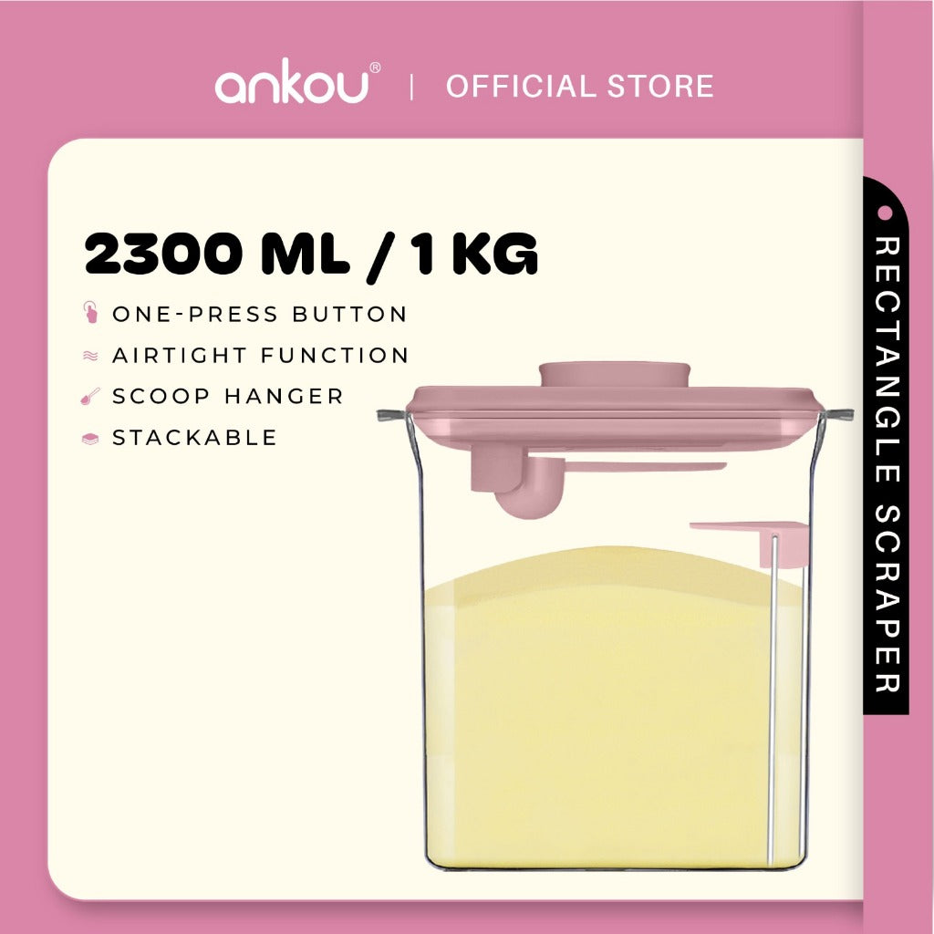 ANKOU Airtight Milk Powder Container With Scraper - Rectangle Scraper (2300ml)